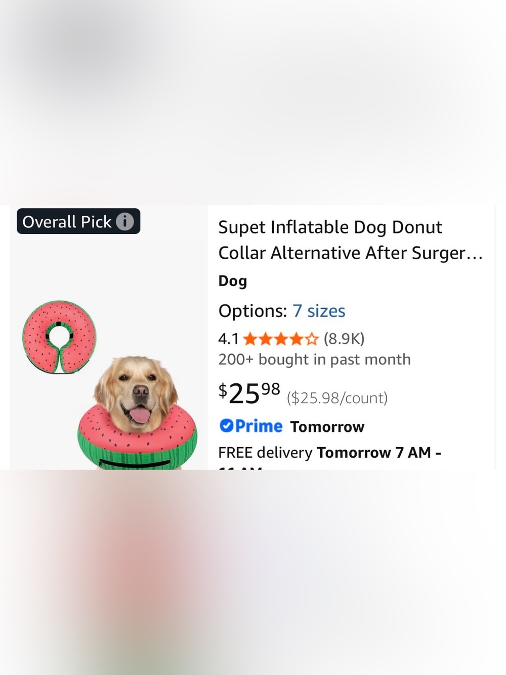 NEW XL Pink & Green Inflatable Dog Donut Recovery Collar